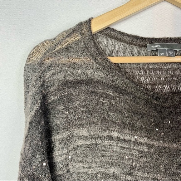 Vince Brown Ombre Knit Sparkle Round Neck Pullover Sweater S - Picture 3 of 4